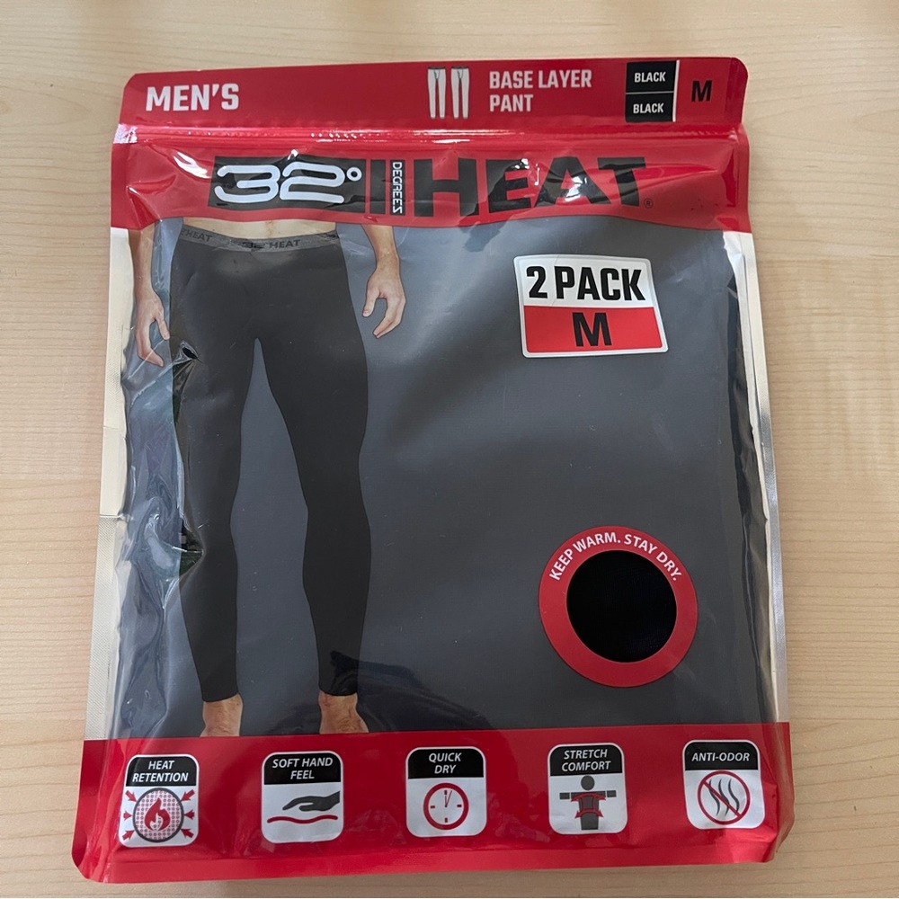 32 degrees Men’s HEAT BASE LAYER PANT BLACK M, L